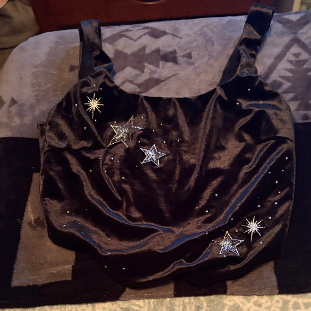 Victoria's Secret Black Crop Top with Star Embellishments